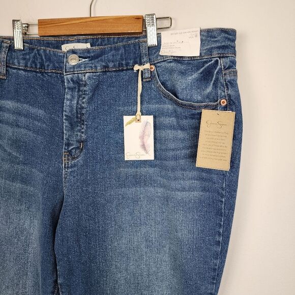 Jessica Simpson Cropped Jeans Blue Denim Slim Straight High Rise Plus Size 20W - Picture 14 of 16